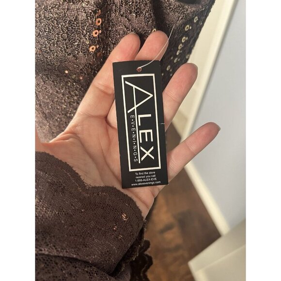 Alex Evenings Brown Lace Sequin Dress & Jacket NWT Sz 12 Formal/Wedding/Cocktail - Picture 12 of 15